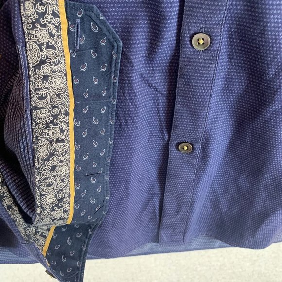 Ted Baker Shirt Men's 5 Purple Blue Cotton Stretch Collared Classic Button-Up - Picture 6 of 9